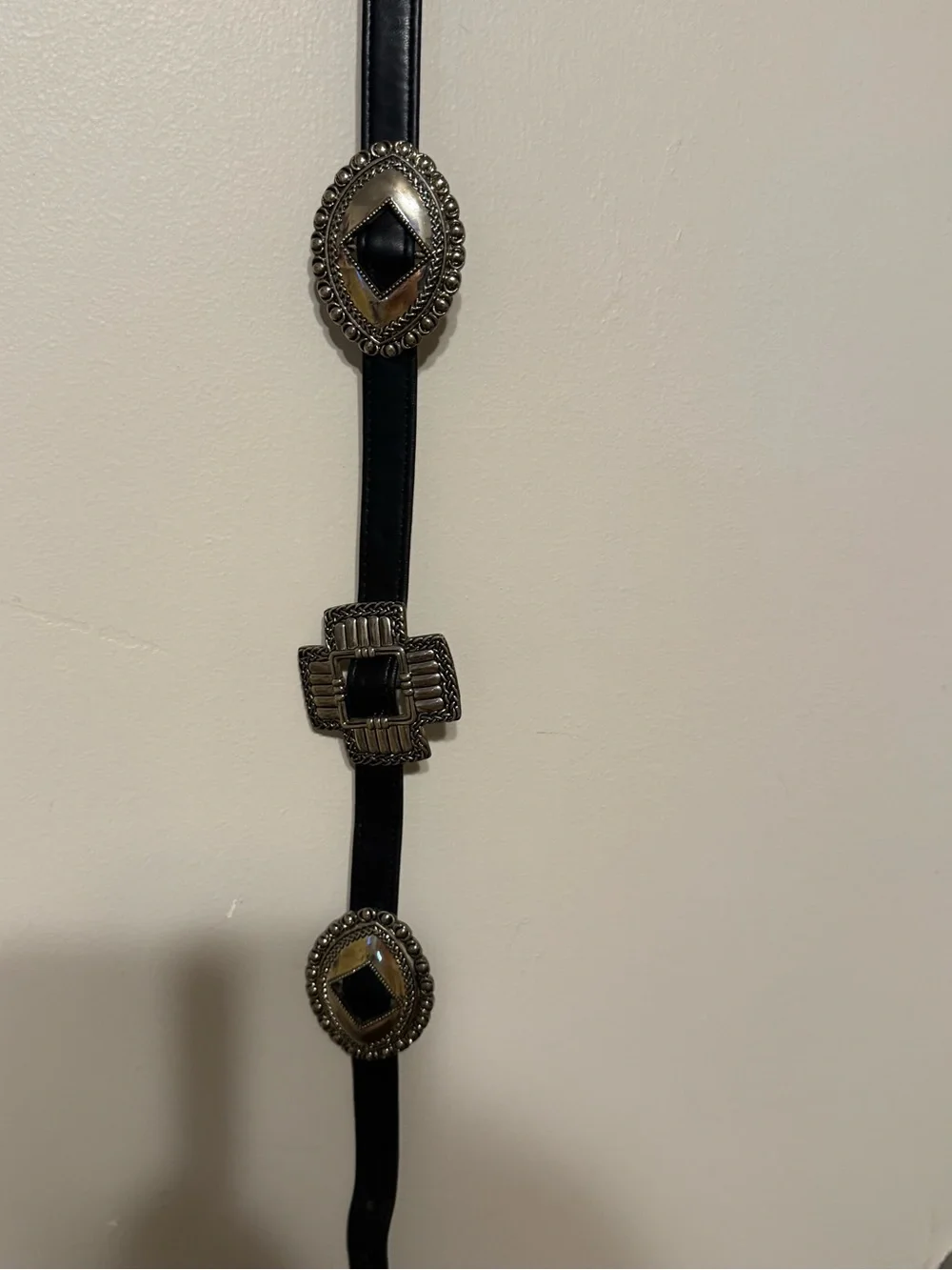 Black Western-Inspired Leather Belt with Silver Conchos Rodeo Western Southwest